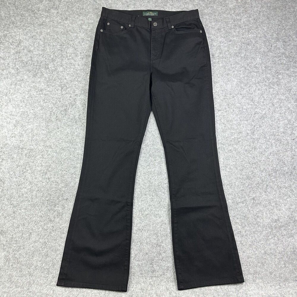 Lauren Ralph Lauren LRL Jeans Womens 10 Black Classic Bootcut Flap Pockets Boho